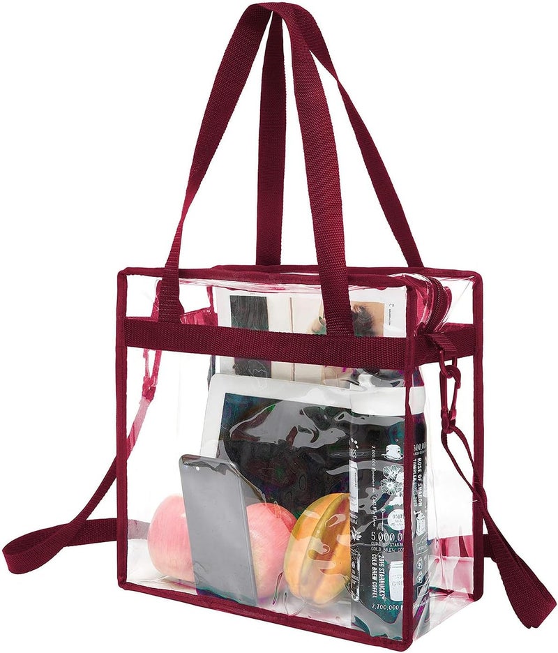 BAGAIL Clear Bags 12x6x12 Stadium Approved Clear Tote Bag with Zipper Closure Crossbody Shoulder Bag with Adjustable Strap - Image 1